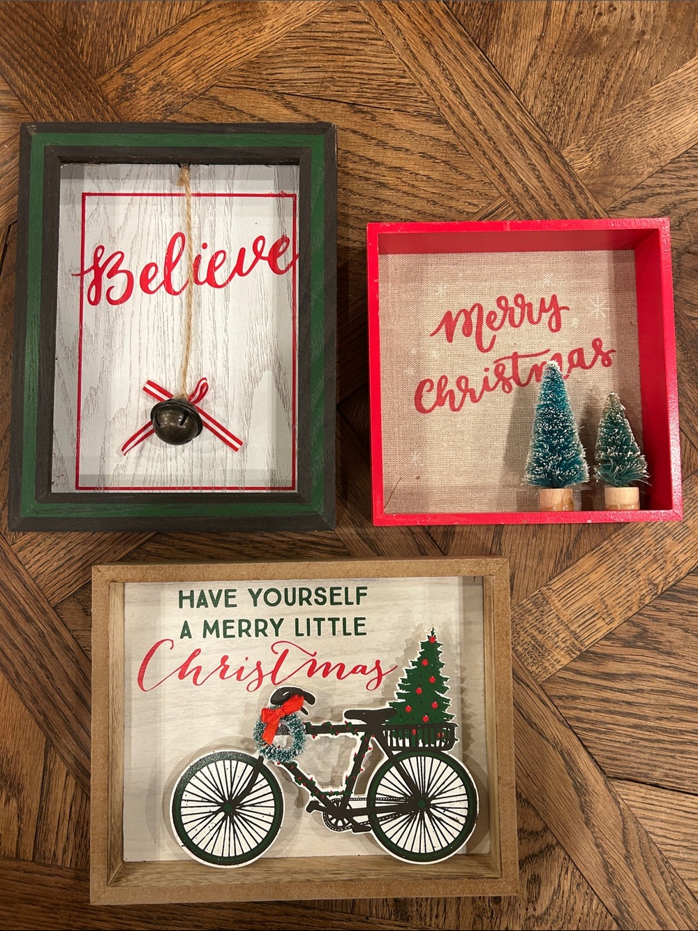 Christmas Shadowbox Art, Set of 3
